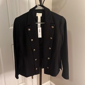 Chico’s Black Double Breasted Cropped Jacket